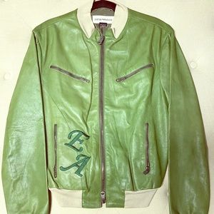 Emporio Armani green leather jacket